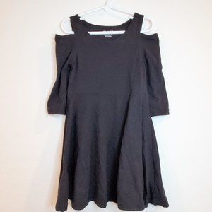 Children's Place Girls Cold Shoulder Dress Black SZ S 5/6 Pre-owned
